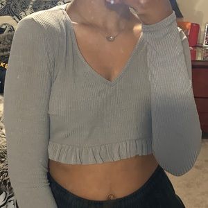 NastyGal Ribbed Grey Crop